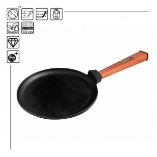 Blynų ketaus keptuvė su nuimama rankena Brizoll 24cm Blynų ketaus keptuvė su nuimama rankena Brizoll 24cm