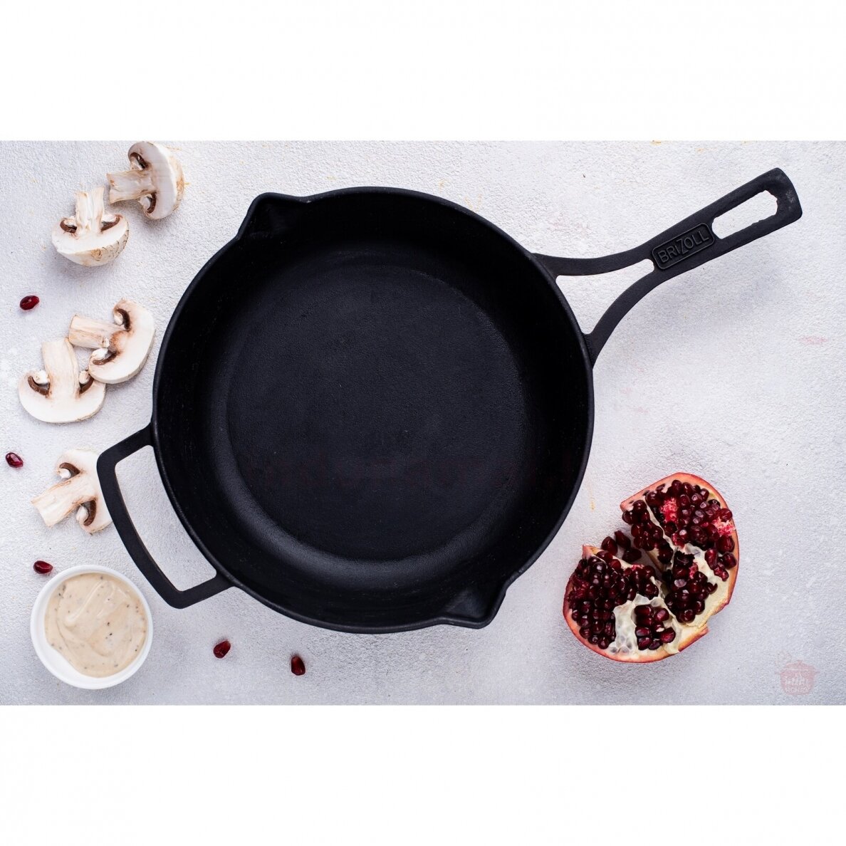 Deep cast-iron frying pan with metal handle Brizoll "Monolith" 24 cm 9 Deep cast-iron frying pan with metal handle Brizoll "Monolith" 24 cm 9