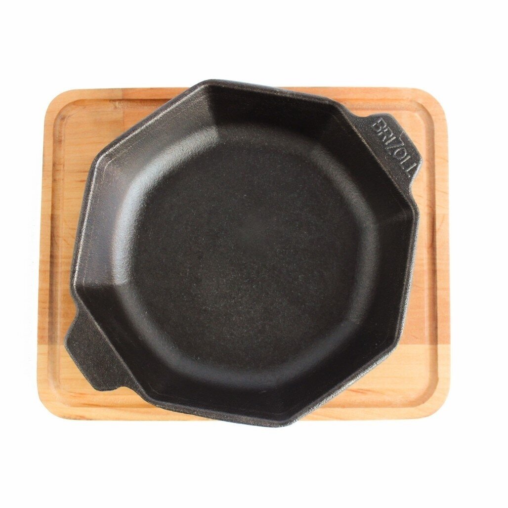 Чугунная сковорода с деревянным подносом "HoReCa" 14 cm 1