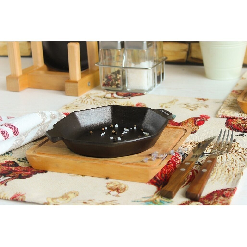 Ketaus keptuvė su mediniu padėklu "HoReCa" 16 cm 3