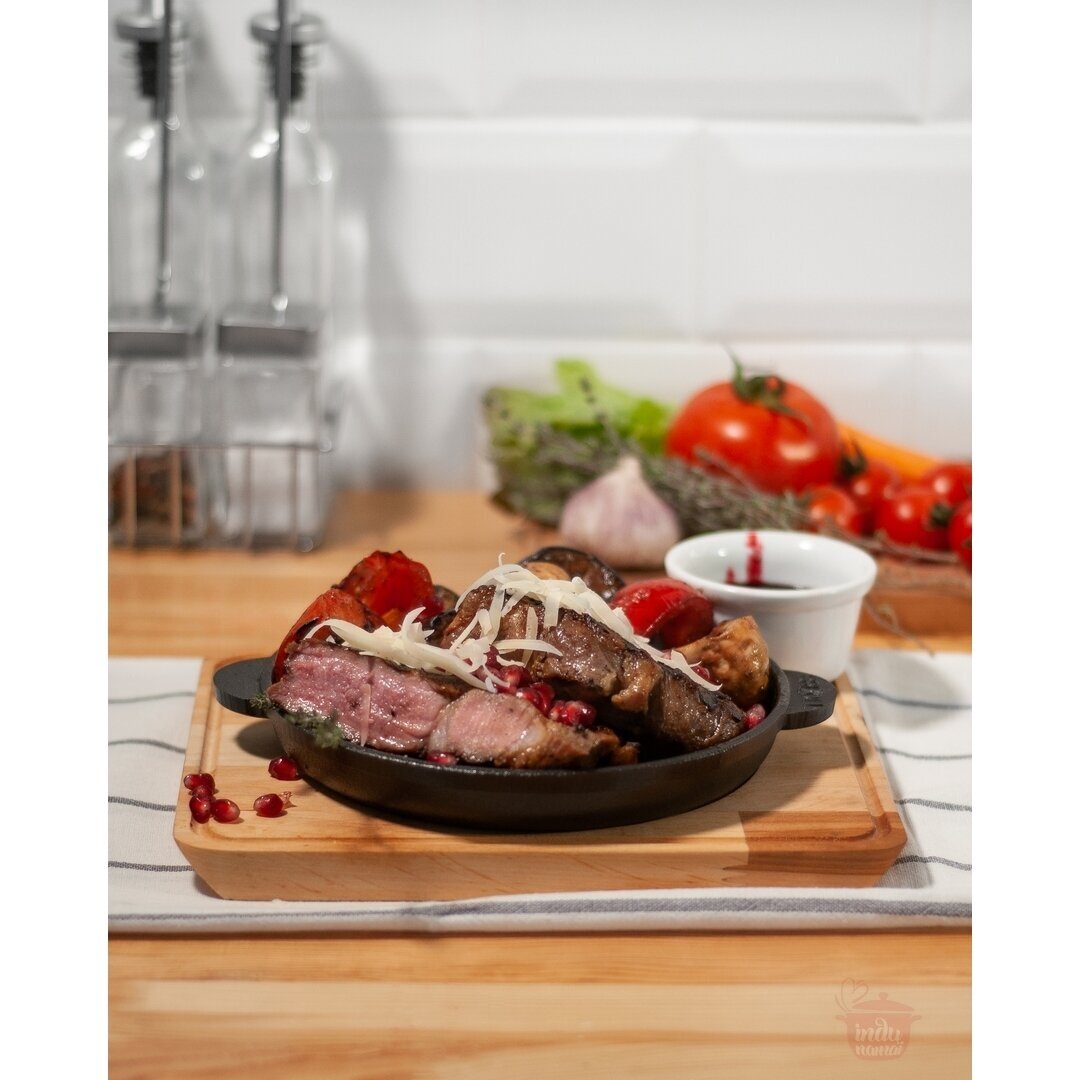 Ketaus keptuvė su mediniu padėklu "HoReCa" 20 cm 7