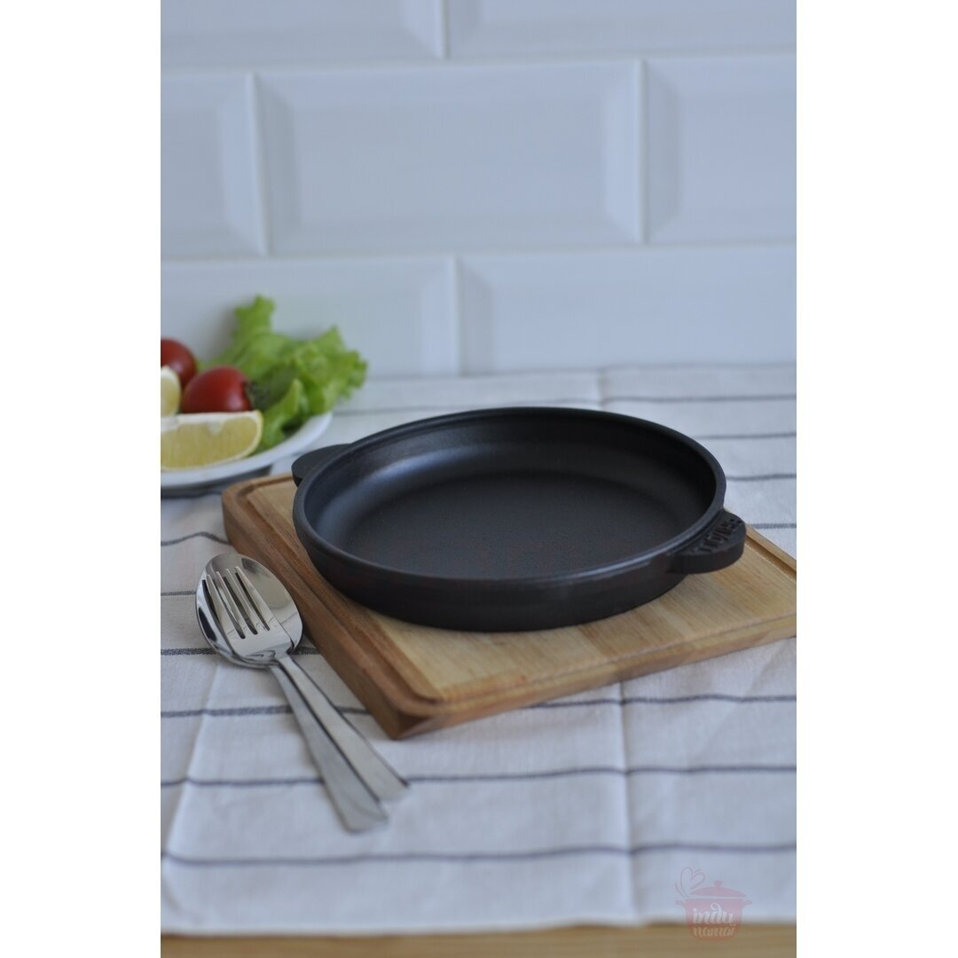 Cast iron frying pan with wooden tray "HoReCa" 18 cm 10
