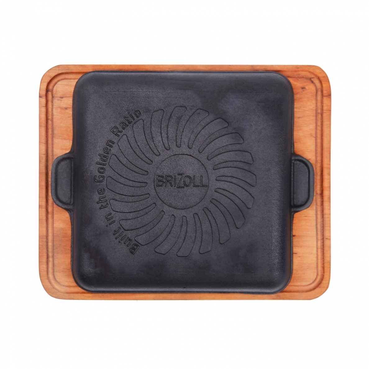 Cast iron grill pan with wooden tray "HoReCa" 18x18 cm 2 Cast iron grill pan with wooden tray "HoReCa" 18x18 cm 2