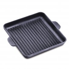 Cast iron grill pan with wooden tray "HoReCa" 18x18 cm