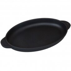 Cast iron frying pan with wooden tray "HoReCa" 22x14 cm