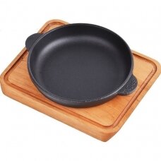 Cast iron frying pan with wooden tray "HoReCa" 18 cm