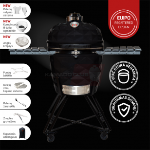Keraminės kepsninės KAMADOCLUB PRO 2 PREMIUM PLUS, JUODA + DOVANA (Kazanas 12l) Keraminės kepsninės KAMADOCLUB PRO 2 PREMIUM PLUS, JUODA + DOVANA (Kazanas 12l)
