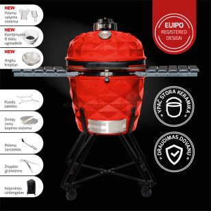 Keraminės kepsninės KAMADOCLUB PRO 2 PREMIUM PLUS, RAUDONA + DOVANA (Kazanas 12l) Keraminės kepsninės KAMADOCLUB PRO 2 PREMIUM PLUS, RAUDONA + DOVANA (Kazanas 12l)