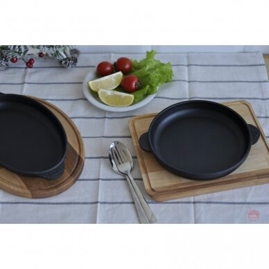Cast iron frying pan with wooden tray "HoReCa" 22 cm 2