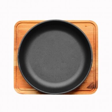 Cast iron frying pan with wooden tray "HoReCa" 22 cm 1