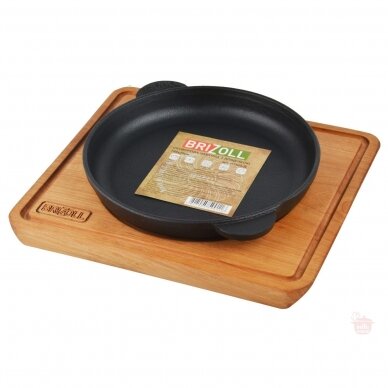 Cast iron frying pan with wooden tray "HoReCa" 18 cm 12