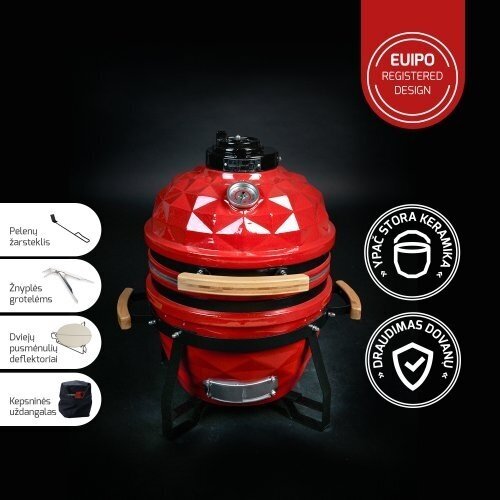 Keramikas grils KAMADO CLUB JUNIOR, Sarkans