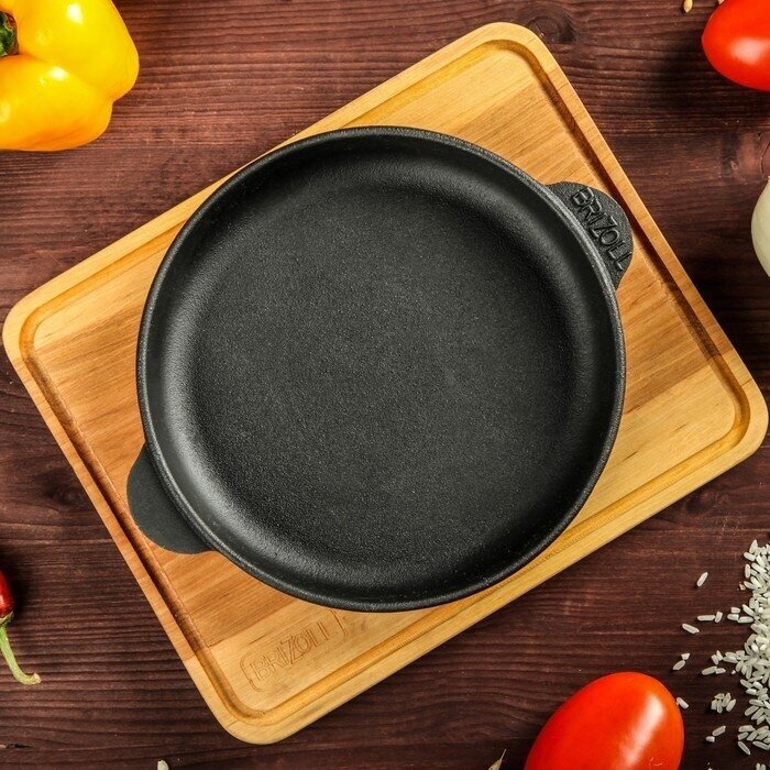 Cast iron frying pan with wooden tray "HoReCa" 18 cm 6