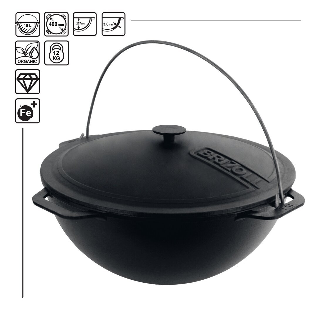 Cast-iron asian cauldron with cast-iron lid ТМ "BRIZOLL" 15L "Asia" Cast-iron asian cauldron with cast-iron lid ТМ "BRIZOLL" 15L "Asia"
