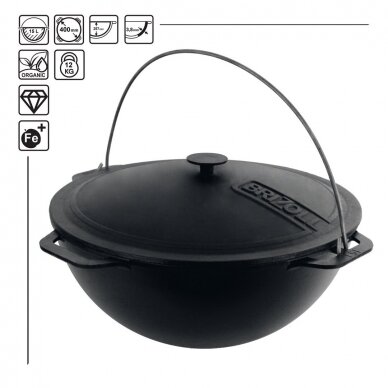 Cast-iron asian cauldron with cast-iron lid ТМ "BRIZOLL" 15L "Asia" Cast-iron asian cauldron with cast-iron lid ТМ "BRIZOLL" 15L "Asia"