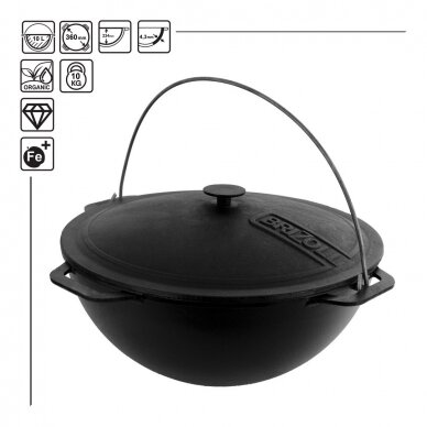 Cast-iron asian cauldron with cast-iron lid ТМ "BRIZOLL" 10L "Asia"