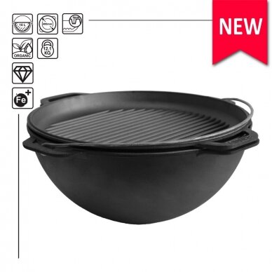 Cast-iron asian cauldron with cast-iron lid-frying pan grill TM "BRIZOLL" 15L "Asia" Cast-iron asian cauldron with cast-iron lid-frying pan grill TM "BRIZOLL" 15L "Asia"