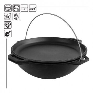 Cast-iron asian cauldron with cast-iron lid-frying pan TM "BRIZOLL" 12L "Asia" Cast-iron asian cauldron with cast-iron lid-frying pan TM "BRIZOLL" 12L "Asia"